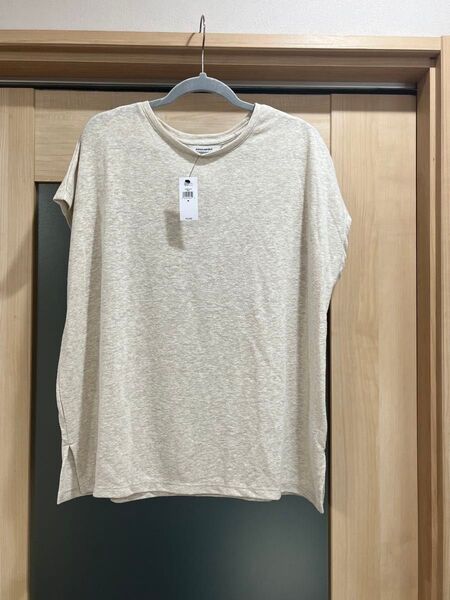 新品 バナナパブリック リネン カットソー フレンチスリーブ 半袖Tシャツ ナチュラルベージュ レディースM ゆったりめM