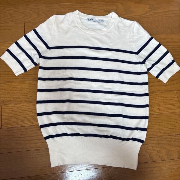 ZARA ニット ボーダー 半袖 トップス Sサイズ