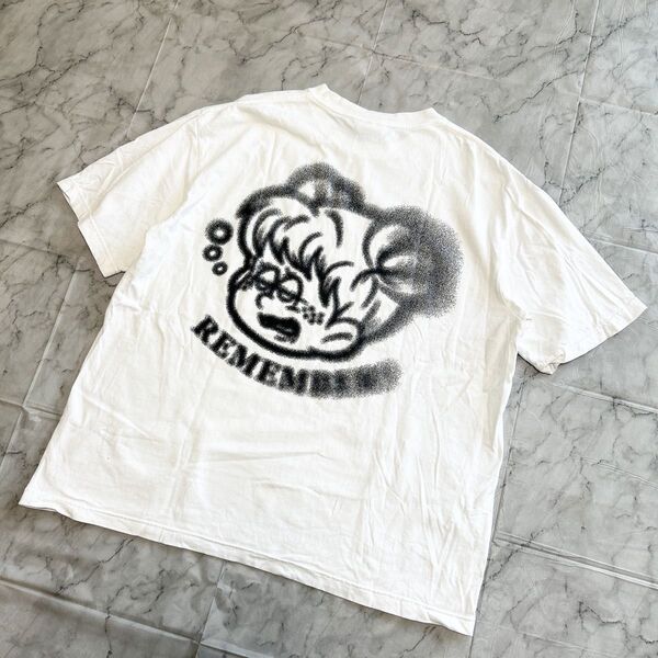 人気 REMEMBER リメンバー 白 半袖 Tシャツ L ホワイト 綿100% バックプリント メンズ レディース ユニセックス