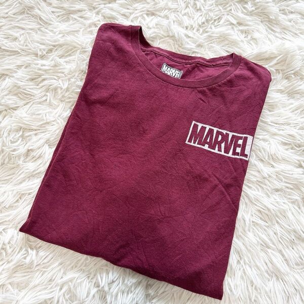 MARVEL マーベル ロゴTシャツ 半袖 赤 ワインレッド Tシャツ 海外古着 ヴィンテージ ビンテージ