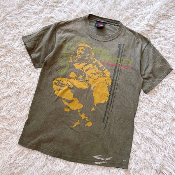 ZION ボブマーリー 半袖 Tシャツ Bob Marley Mサイズ カーキ アメリカ古着 M