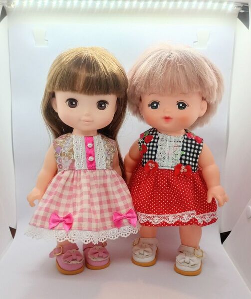 メルちゃん ソランちゃんサイズ ハンドメイド お花と苺のワンピース2着セット S5-137