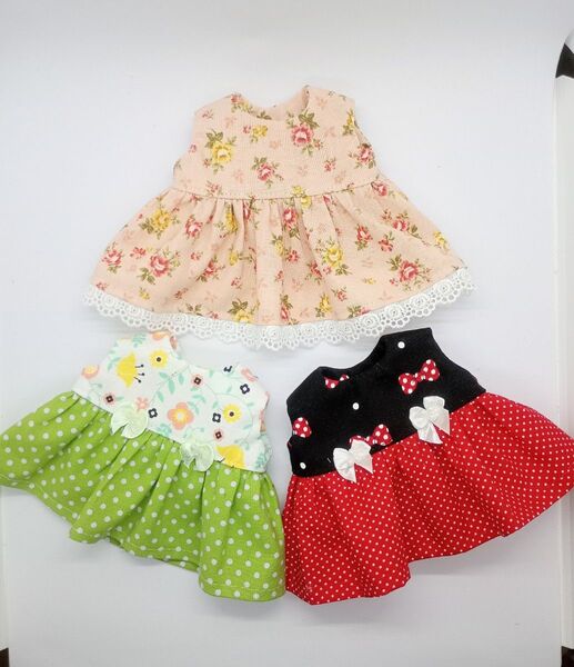 メルちゃん ソランちゃんサイズ ハンドメイド ワンピース3着セット S5-138