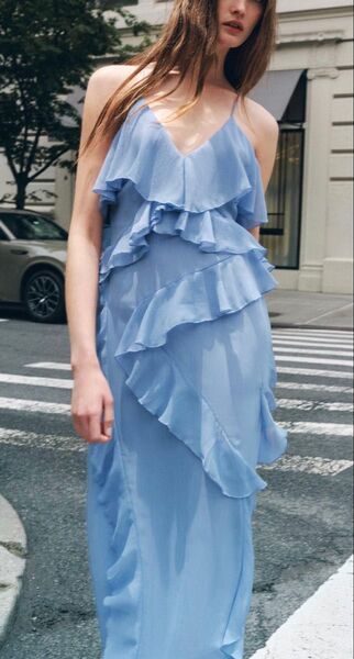 ほぼ新品 ZARA ワンピース フリルワンピース キャミワンピ キャミドレス 定価約8600円 完売品