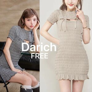 Darich ダーリッチ / 新品 ワンピース リボンシャーリングギンガムミニワンピース ベージュ ギンガムチェック 完売品