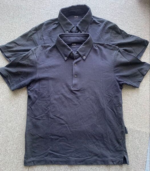 ユニクロ エアリズム カノコ ポロシャツ ボタンダウン 2枚セット メンズ 半袖ポロシャツ ネイビー 半袖 S