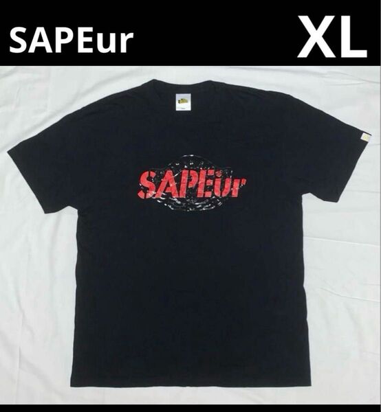 サプール × ザ・ネットワークビジネス × スニーカーダンク XL SAPEur ブラック 半袖Tシャツ Tシャツ ロゴ Tee