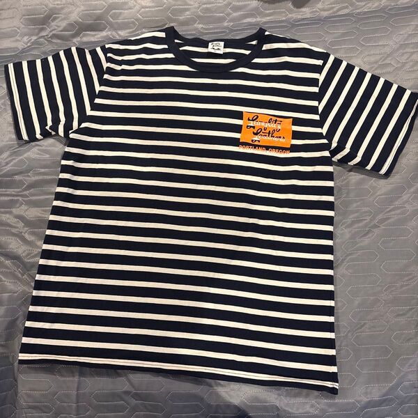 Langlitz Leathers ラングリッツレザー 半袖ボーダーTシャツ 紺×オフホワイト サイズXL