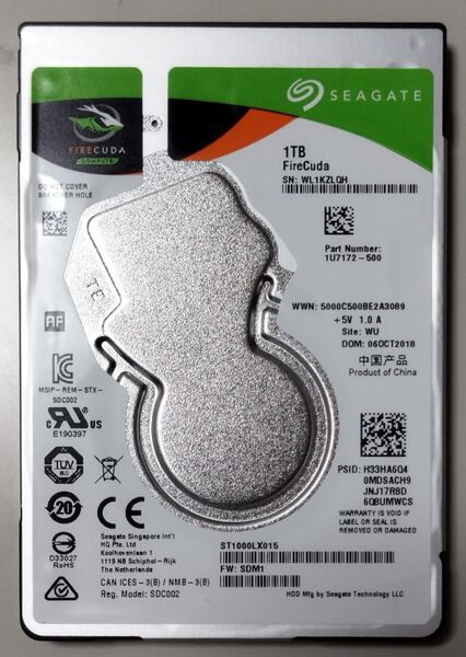 超美品 2.5インチ SSHD 1TB Seagate ST1000LX015