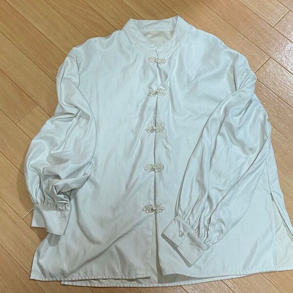チャイナ服 チャイナ風 ブラウス ホワイト シャツ 長袖シャツ