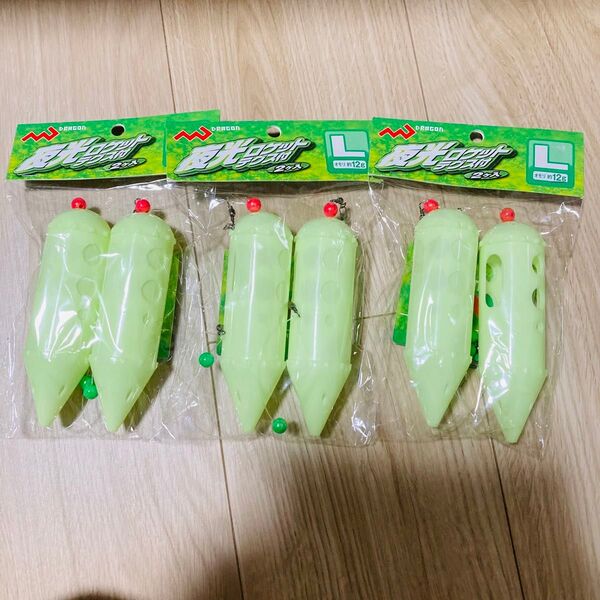 【大容量】 Lサイズ 夜光ロケットテグス付き 12gオモリ入り ドラゴン マルシン漁具 Dragon コマセカゴ アジ 夜釣り