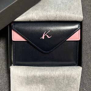 【新品】キタムラk2 名刺入れ カードケース ネイビー/ピンク 本革 訳あり kitamura 名刺ケース レザー
