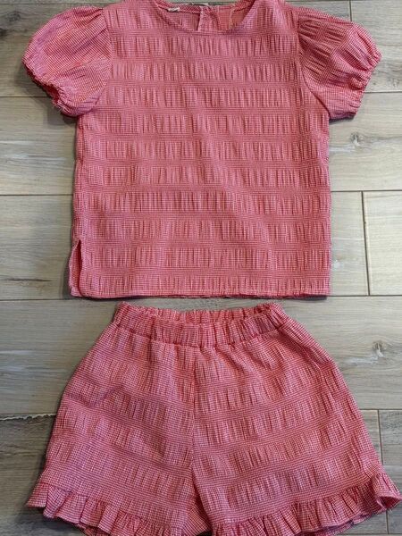 韓国子供服 美品 きれい 女の子 セットアップ おしゃれ 120 キッズ ベビー 上下セット ショートパンツ 半袖 半袖Tシャツ
