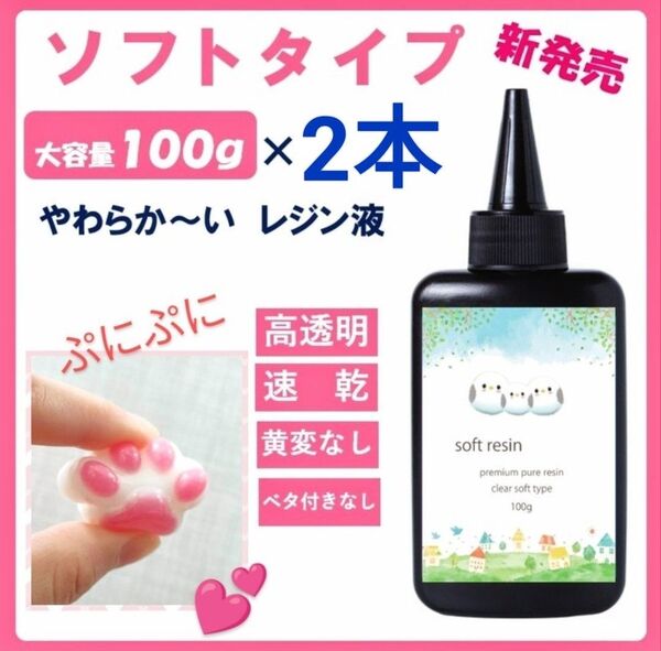 レジン液 プニプニ柔らかソフトタイプレジン液100g×2本