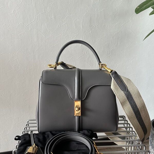 CELINE 16 セーズ スモール グレー サテンドカーフ ショルダーバッグ