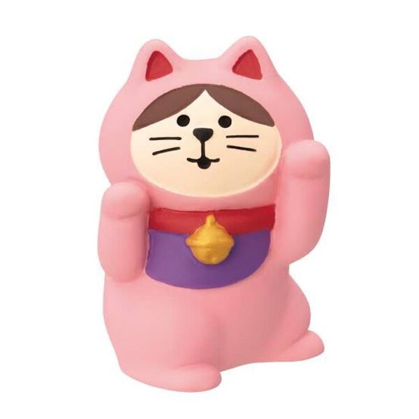 新品未使用 デコレ コンコンブル 踊る招き猫 左手上げ桃 御縁招き ねこ ネコ 置物 インテリア