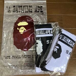 A BATHING APE × SAINT Mxxxxxxx ソックス2足セット 白黒⑥