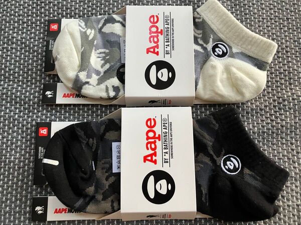A BATHING APE★アベイシングエイプ★アンクルソックス カモ柄 迷彩柄 未使用 Lサイズ Y-⑦