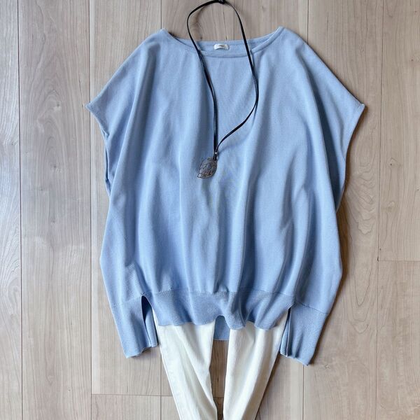 24ss*美品 イエナ IENA コットンストレッチ NEO ワイドクループルオーバー 人気カラー 水色 サックスブルー 完売品