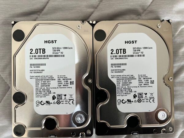 HGST Ultrastar 7K6000 2TBHDD 2個セット
