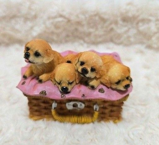 新品 子犬のフィギュア付き小物入れ 箱あり