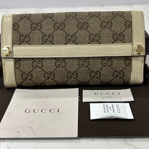 新品同様! グッチ GUCCI 財布 二つ折り 長財布 GGキャンバス