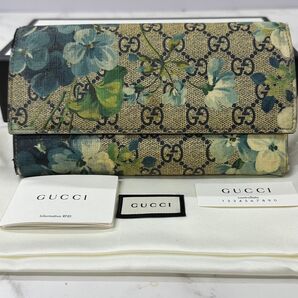 超美品! グッチ GUCCI 財布 二つ折り 長財布 GGスプリーム 花柄 フローラル