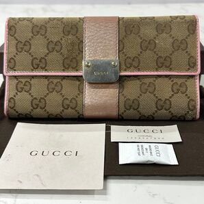 新品同様! グッチ GUCCI 財布 二つ折り 長財布 GGキャンバス