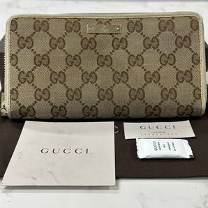 新品同様! グッチ GUCCI 財布 長財布 GGキャンバス ラウンドファスナー