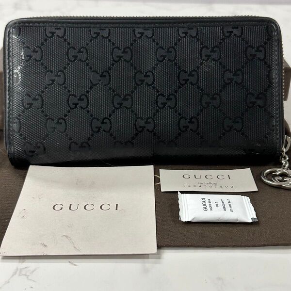 新品同様! グッチ GUCCI 財布 長財布 インプリメ GG金具 ラウンドファスナー