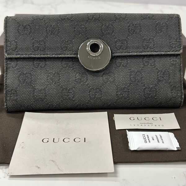 新品同様! グッチ GUCCI 財布 二つ折り 長財布 GGキャンバス