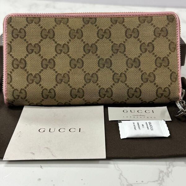 新品同様! グッチ GUCCI 財布 長財布 GGキャンバス GG金具 ラウンドファスナー