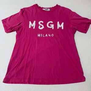 MSGM ピンク ロゴ Tシャツ 半袖