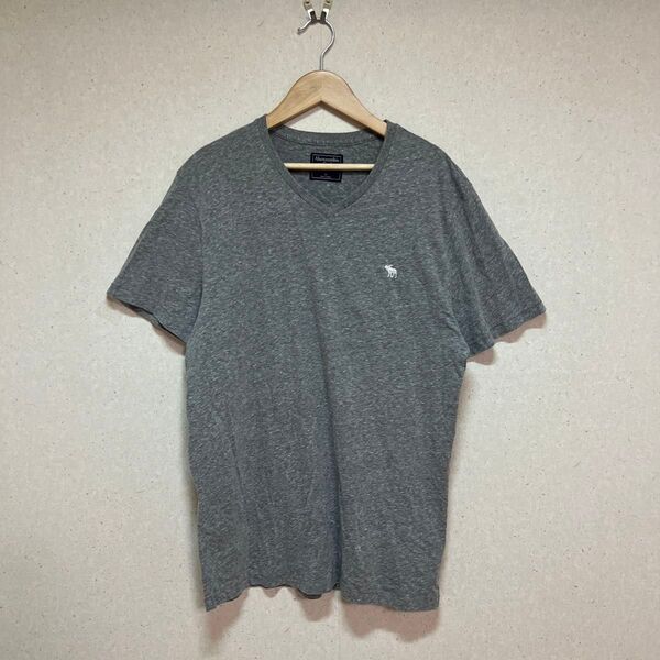 Abercrombie&Fitch アバクロンビーアンドフィッチ アバクロ VネックTシャツ グレー Mサイズ M 半袖