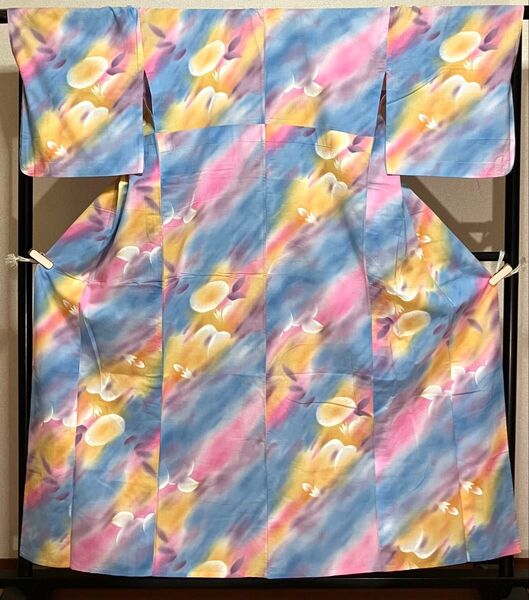 浴衣 木綿 バチ衿 お仕立て上がりの中古 イ5816