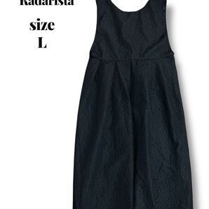 Radartista フラワージャガードペプラムノースリーブロングワンピース 前後2wayブラック Lサイズ