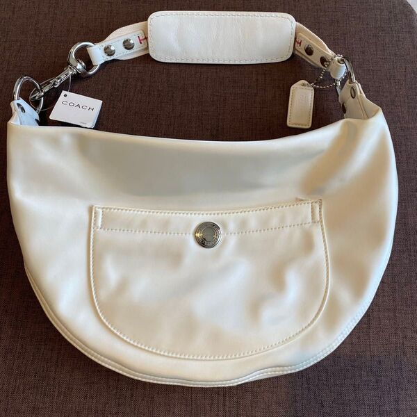 訳アリ 未使用 COACH HOBO コーチ ホーボー ショルダーバッグ レザー オールドコーチ 白 WHITE HMW SM