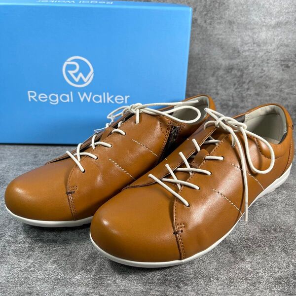未使用級 REGAL リーガル レザー サイドジップ ウォーキングシューズ スニーカー レディース 24.5cm 3E 革靴