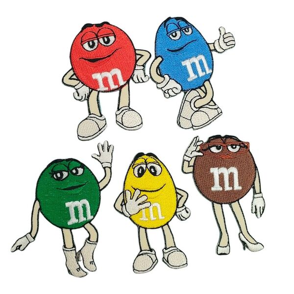 5枚セット【 アイロンワッペン 】 刺繍ワッペン アップリケ リメイク エムアンドエムズ chocolate チョコ M&M’s