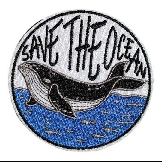 K-11【 アイロンワッペン 】 刺繍ワッペン アップリケ 鯨 クジラ ホエール Whale ワッペン patch パッチ
