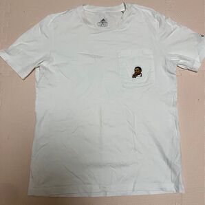 adidas ポケットTシャツ 刺繍 ホワイト mサイズ