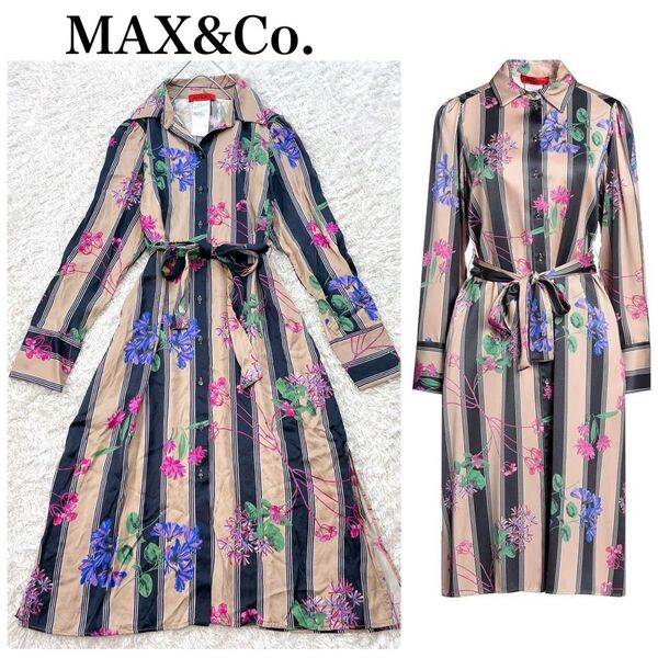 近年モデル MAX&Co. ストライプ花柄ワンピース マックスマーラ