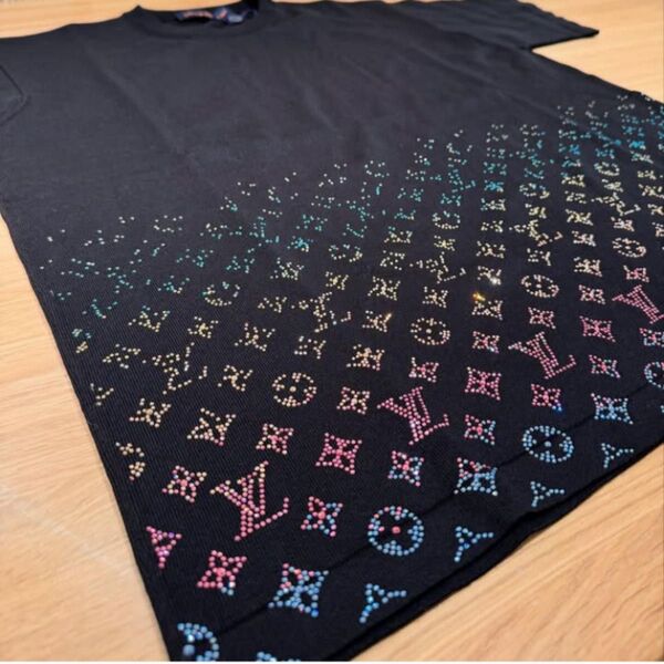 Sサイズ ルイヴィトン Tシャツ モノグラム グラディエント ラインストーン 黒 tee LV 村上隆 新品 タグ付 国内正規品
