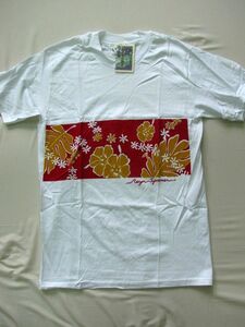 N604＊S＊未使用　デッドストック　USA製レインスプーナー ハイビスカス　パネルプリント　Tシャツ　HAWAII　水着タグ　Reyn Spooner