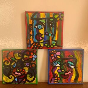 絵画 抽象画 女 3枚セット