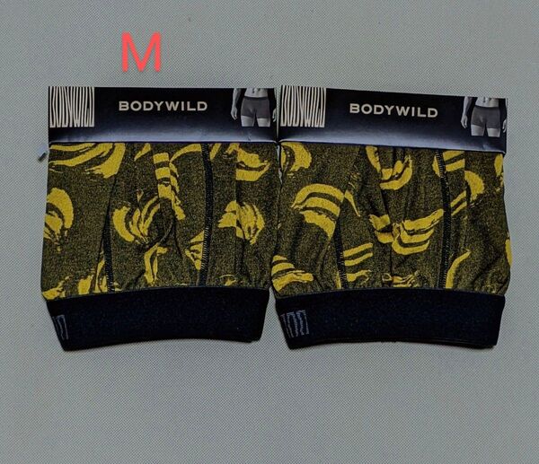 新品(M)BODY WILD グンゼ ボディワイルド ボクサーパンツ2枚 前閉じ バナナ柄