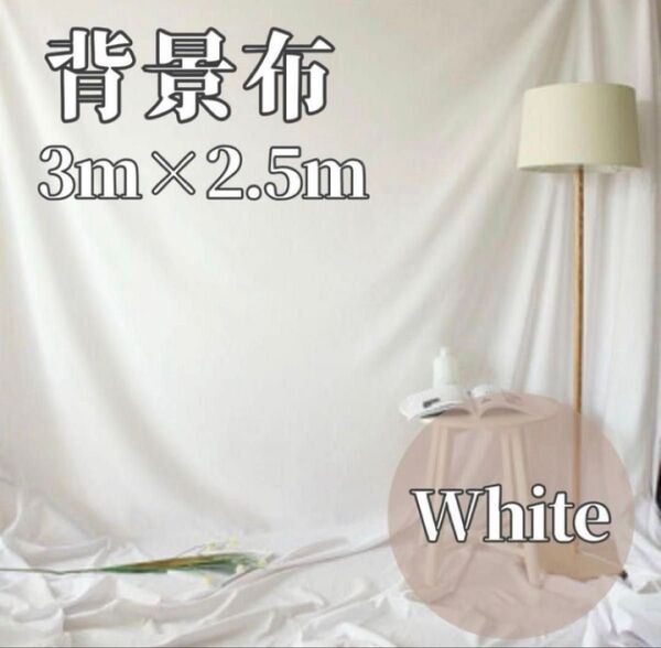 3m×2.5m 大判 背景布 白 撮影用 バックシート誕生日 バースデーホワイト