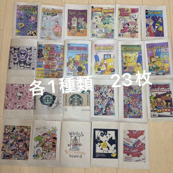 平袋 ラッピング袋 デザペ クラフト紙 23枚 ハンドメイド アメキャラ 海外