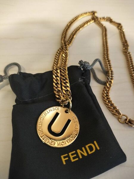 FENDI フェンディ アルファベット イニシャル ネックレス ネックレストップ 社外ネックレス付き