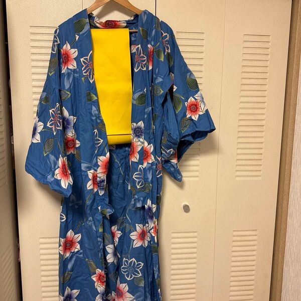 浴衣 花柄 ブルー系